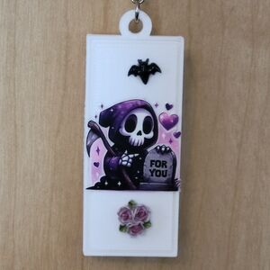 💀NEW 💀Cute Grim Reaper Keychain with Purple Accents
